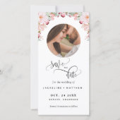 写真、ピンクのフローラ結婚式の日付ブックマークを保存 (正面)