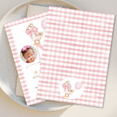 写真 ピンクの蝶結び ワン シリー ゴース 1歳の誕生日 招待状