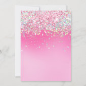 写真 ピンク グリッター 1歳誕生日 招待状 (裏面)