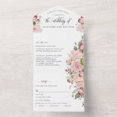 写真、ピンク、赤面、バーガンデ結婚ィーズ・ティアオフRSVP オールインワン招待状 (内側)