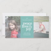 写真 – ピースラブ&ジョイ – パステルティール（緑がかった色）アクア シーズンカード (正面)