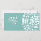 写真 – ピースラブ&ジョイ – パステルティール（緑がかった色）アクア シーズンカード (裏面)