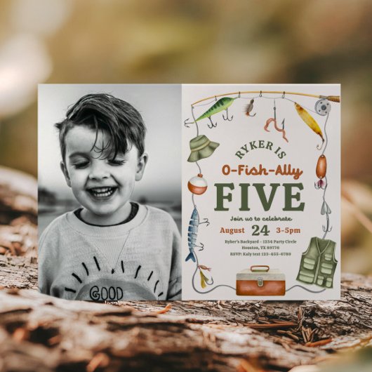 写真 フィッシング 5歳 誕生日 招待状