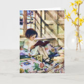 写真・ブックス・イン・ウィンターby Jessie Willcox Smith カード (黄色い花)