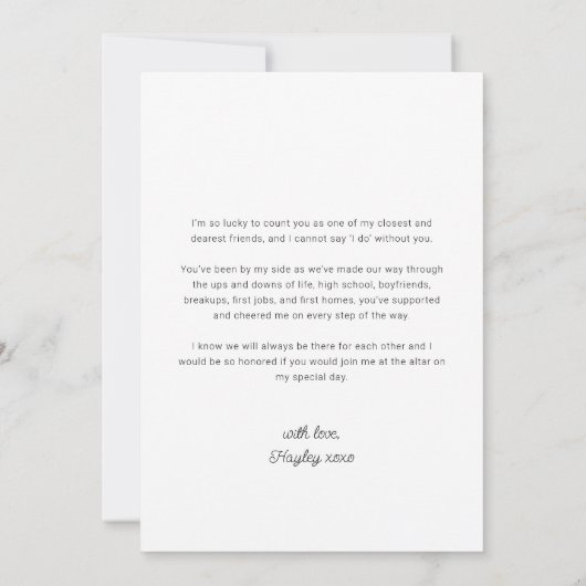 写真 ブライドメイド 提案 フラット カード (裏面)