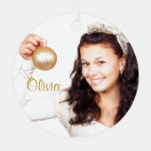 写真 – ブラック、ホワイト、金ゴールドクリスマス カスタマイズ | メタルオーナメント (裏面)