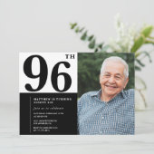 写真 ブラック&ホワイト 96歳の誕生日 招待状 (スタンド正面)