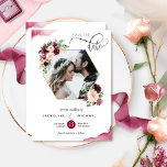 写真、ブルゴーニュと赤面結婚フローラ セーブザデート<br><div class="desc">この美し結婚い写真で日付を発表結婚し、日付カードを保存する。デザインと豪華な幾何学的なフレームと花のフォトオーバーレイあなたのイメージを示す。繊細な水色の汚れコーナー詳細モダンと手書書。先頭へ戻る同じカスケード水の色の汚れとフローラの花束を中心にカップルのフルネームまたはカップルのファーストネームと日付。バーガンディ、クランベリー、赤面、クリーム、ピンクの色合いの美しいブレンドの花模様とのデザイン。同じデザインとラズベリーの水色の汚れも利用可能。当社の「ロマンスフローラ」コレクションの一部で、様々な調整製品が利用可能。以下のリンクからクリックの完全なコレクションを参照する"このコレクションの他の製品"。</div>