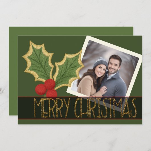 写真 ホーリー ベリー 刺繍 クリスマス リボン (正面/裏面)