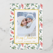 写真 ボタニカル ホイル クリスマス カード (正面)