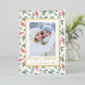 写真 ボタニカル ホイル クリスマス カード (立ち正面)