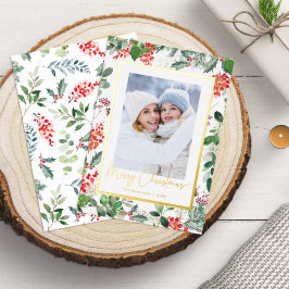 写真 ボタニカル ホイル クリスマス カード