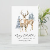 写真 ミニマルでエレガントな鹿のクリスマスツリー シーズンカード (スタンド正面)