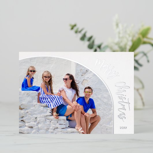 写真 メリークリスマス スクリプト 箔シーズンカード (立ち正面)