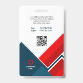 写真、モダンバーコード、ロゴ、名前 バッジ (裏面)