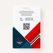 写真、モダンバーコード、ロゴ、名前 バッジ (裏面)