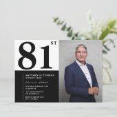 写真 モノクロ 81歳 誕生日 ご招待 招待状 (スタンド正面)
