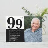 写真 モノクロ 99歳 誕生日 招待状 (スタンド正面)