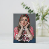 写真 モノグラム ハッピー20歳の誕生日 グレー ホワイト ポストカード (スタンド正面)