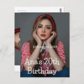 写真 モノグラム ハッピー20歳の誕生日 グレー ホワイト ポストカード (正面/裏面)