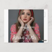 写真 モノグラム ハッピー20歳の誕生日 グレー ホワイト ポストカード (裏面)