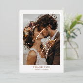 写真,モノグラム,バラ-金ゴールド – フォイル, "ありがとう" 箔招待状 (立ち正面)