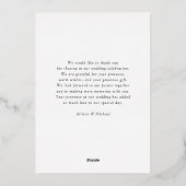 写真,モノグラム,バラ-金ゴールド – フォイル, "ありがとう" 箔招待状 (裏面)