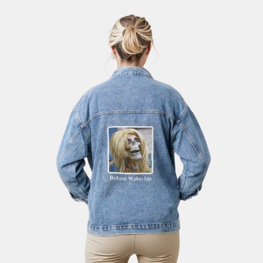 写真(ユーモアのある)「メイクアップ前」 デニムジャケット (モデル)