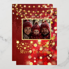 写真 ライト ゴールド スノーフレーク ホリデー カード