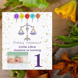 写真&ライブラリ誕生日と金ゴールド&バルーン 招待状