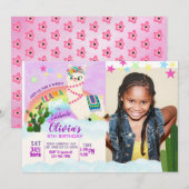 写真 ラマ 誕生日 招待状 (正面/裏面)