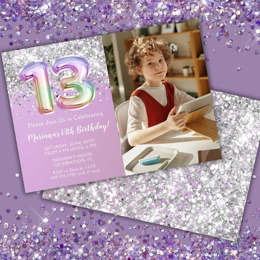 写真 レインボースパークル 13歳の誕生日 招待状