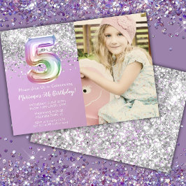 写真 レインボースパークル 5歳の誕生日 招待状