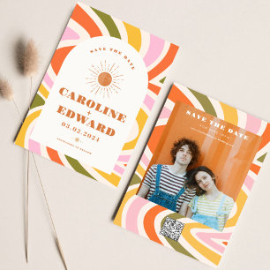 写真 レインボー ウェーブ グルーヴィー セーブ・ザ・デート QRコード