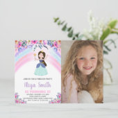 写真 レインボー ピンク プリンセス 誕生日 招待状 (スタンド正面)