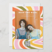 写真 レインボー 波打つ グルービー セーブ・ザ・デート QRコード (裏面)