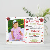 写真 レディバグ 1歳の誕生日 招待状 女の子 愛 (スタンド正面)