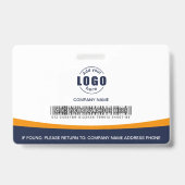 写真 ロゴ バーコード 従業員 法人 オレンジ バッジ (裏面)