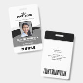 写真 ロゴ ブラック グレー テンプレート 法人 名前 ID バッジ (正面&裏面)