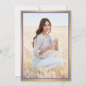 写真:両親からパープル金ゴールド&ホワイト卒業 案内状 (裏面)