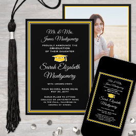 写真:両親からブラック金ゴールドイエロー卒業 案内状