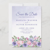 写真 保存日付 カード 現代のピンクの花 (裏面)