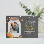 写真 保存 日付 瓶 チョーク パンプキン 招待状 (スタンド正面)