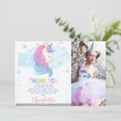 写真 冬のユニコーン 誕生日 サンクス カード (スタンド正面)