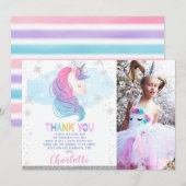 写真 冬のユニコーン 誕生日 サンクス カード (正面/裏面)
