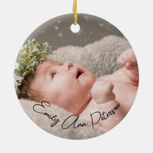 写真:初めてのクリスマスを叔父として セラミックオーナメント (裏面)