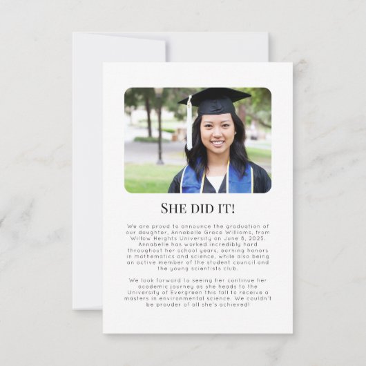 写真 医学部卒業 案内状 (裏面)