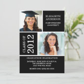 写真 卒業のお知らせ 〜クラシックなブラック＆ホワイト 招待状 (スタンド正面)