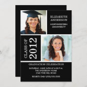 写真 卒業のお知らせ 〜クラシックなブラック＆ホワイト 招待状 (正面/裏面)