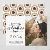 写真 卒業のお知らせ | 冒険の始まり 招待状 (正面/裏面)